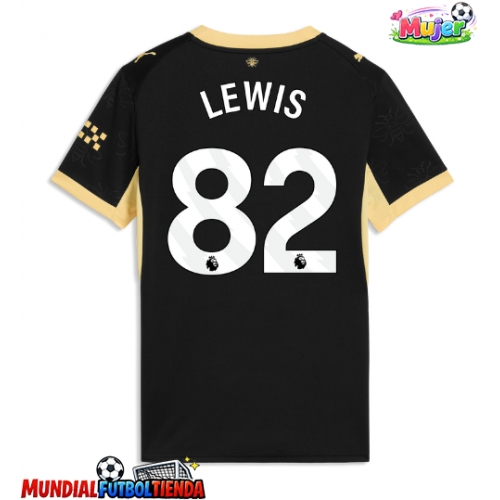 Camiseta Manchester City Rico Lewis #82 Segunda Equipación Replica 2026-27 para mujer mangas cortas